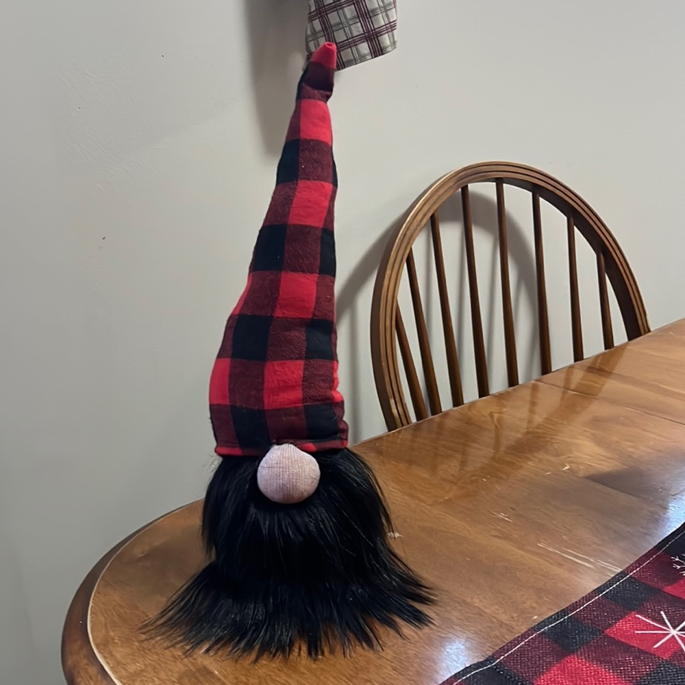 14” Gnome with Red Plaid Hat
